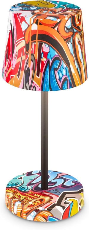 BRILONER LED Asztali Lámpa Vezeték Nélküli IP44 Érintésvezérléses Dimmer - 26 x 10,5 x 10,5 cm, Graffiti Motif, Single