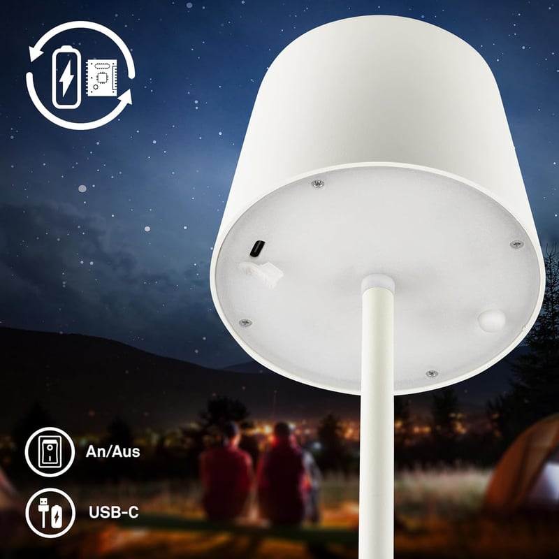 BRILONER LED Asztali Lámpa Vezeték Nélküli IP44 Érintésvezérléssel Dimmer Akkumulátor