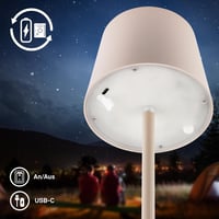 BRILONER LED Asztali Lámpa Vezeték Nélküli IP44 Érintésvezérléssel Dimmer Akkumulátor - 11x33 cm, Beige 7