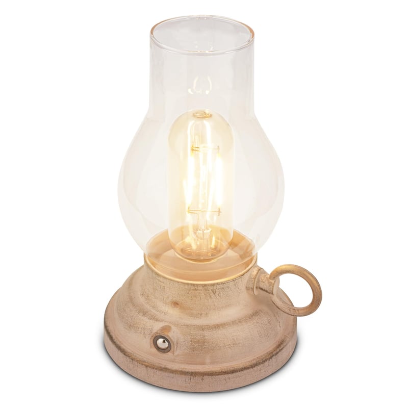 BRILONER LED Asztali Lámpa Vezeték Nélküli IP44 Touch Funkció Dimmelhető Cserélhető Akkumulátor Kültéri Olajlámpa Antik Stílus 10,5x17,5 cm Bézs