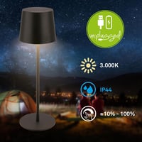 Lampă de birou LED BRILONER, cu control tactil, pe baterii, IP44 - 11x34,5 cm, negru 2