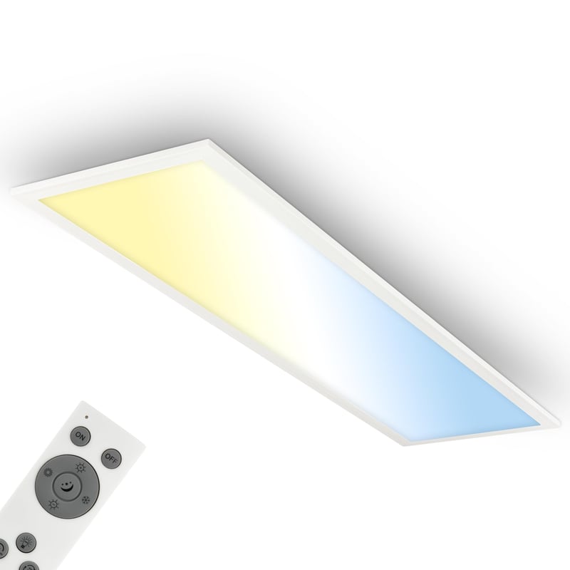 BRILONER LED stropna svjetiljka 100x25x6 cm, s daljinskim upravljačem, prigušiva, toplo-hladno bijelo svjetlo, IP44 zaštita, za kupaonicu, spavaću sobu, radionicu