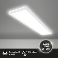 BRILONER LED stropna svjetiljka 98x20x3 cm, s neizravnim osvjetljenjem, plosnat dizajn, neutralno bijelo svjetlo, rasvjeta za dnevni boravak i kuhinju, bijela 2
