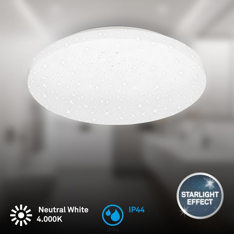 BRILONER LED Mennyezeti Lámpa Csillag Dekorációval IP44 275mm Fehér - 27 cm, Starry sky
