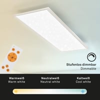 BRILONER LED stropna svjetiljka sa zvjezdanim nebom, bijela, 100x25x6,5 cm, prigušiva, s daljinskim upravljačem, toplo-hladno bijelo svjetlo, dnevni panel 6