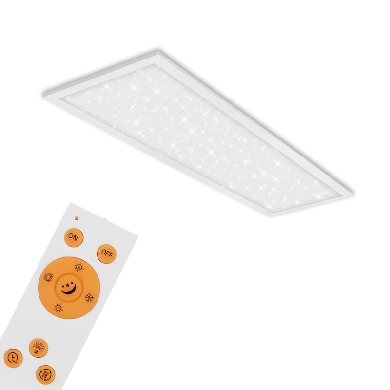 BRILONER LED stropna svjetiljka sa zvjezdanim nebom, bijela, 100x25x6,5 cm, prigušiva, s daljinskim upravljačem, toplo-hladno bijelo svjetlo, dnevni panel