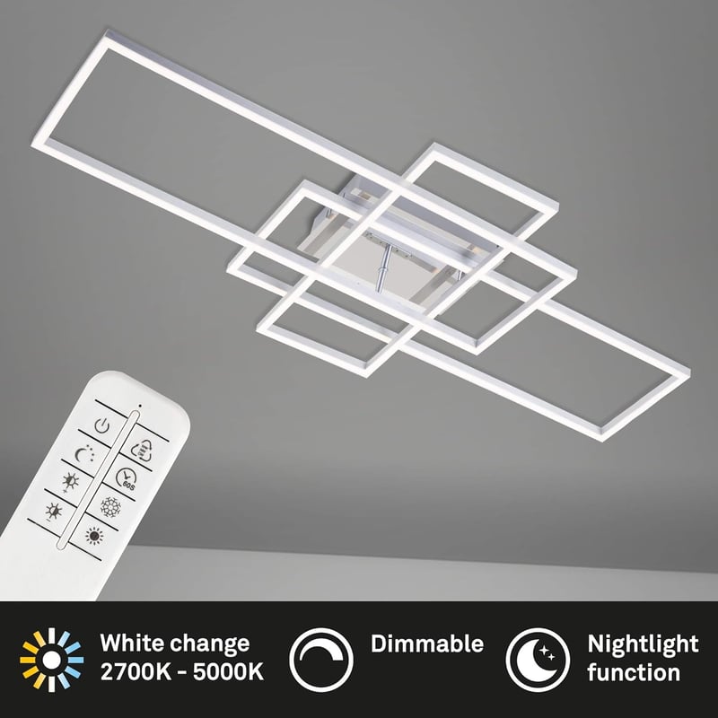 Briloner LED mennyezeti lámpa dimmelhető távirányítóval, színhőmérséklet-szabályozás, éjszakai fény, időzítő - Chrome Aluminium
