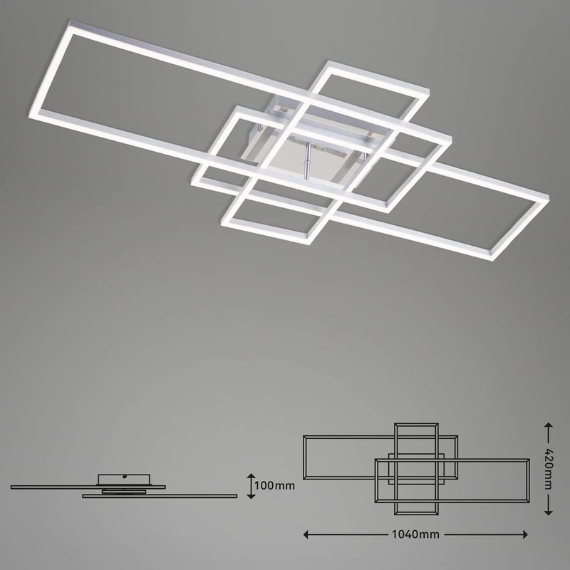 Briloner LED mennyezeti lámpa dimmelhető távirányítóval, színhőmérséklet-szabályozás, éjszakai fény, időzítő - Chrome Aluminium