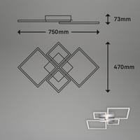 Stmievateľné LED stropné svietidlo BRILONER, nastaviteľné v krokoch, otočné, teplé biele svetlo, 44 W, 75x47x7,3 cm, chrómový hliník, do obývačky, spálne, kuchyne 8