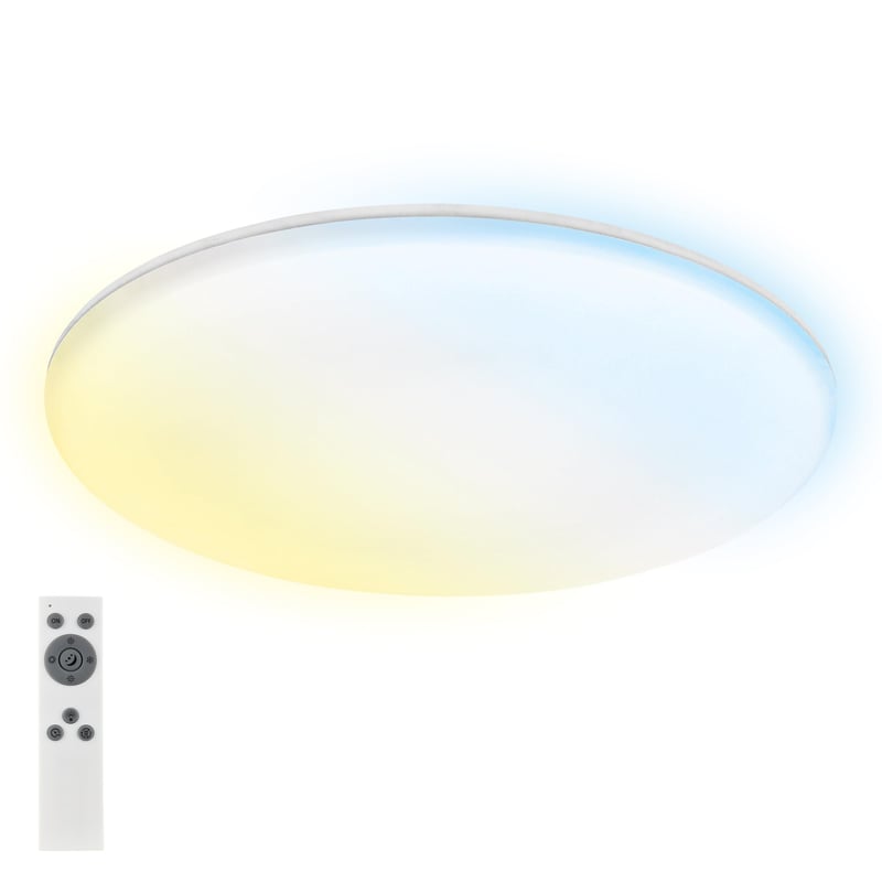 Briloner LED mennyezeti lámpa fürdőszobába, indirekt fénnyel, távirányítóval, por- és fröccsenő víz elleni védelemmel, fehér, 35 x 5,5 cm