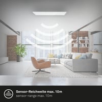 Stropné LED svietidlo Briloner so snímačom pohybu a svetelným senzorom, 38 W, 4100 lm, 4000 K neutrálna biela, 119,5 x 29,5 x 6,5 cm, biele 4