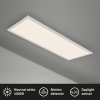 Stropné LED svietidlo Briloner so snímačom pohybu a svetelným senzorom, 38 W, 4100 lm, 4000 K neutrálna biela, 119,5 x 29,5 x 6,5 cm, biele 2