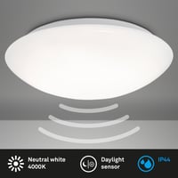LED stropné svietidlo BRILONER so snímačom pohybu a súmrakovým senzorom, 27,8x6,5 cm, biele, neutrálne biele svetlo, vhodné do kúpeľne a vlhkých priestorov 2