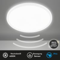 Stropné LED svietidlo BRILONER so snímačom pohybu, IP44, 42x3 cm, biele, dosah 3 m, detekcia 120 stupňov, neutrálne biele svetlo, do kúpeľne 2