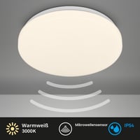 BRILONER LED stropna svjetiljka sa senzorom pokreta, IP54, toplo bijelo svjetlo, kut detekcije 120 stupnjeva, domet 3 m, za kupaonicu i kuhinju, 27x6,5 cm, bijela 2