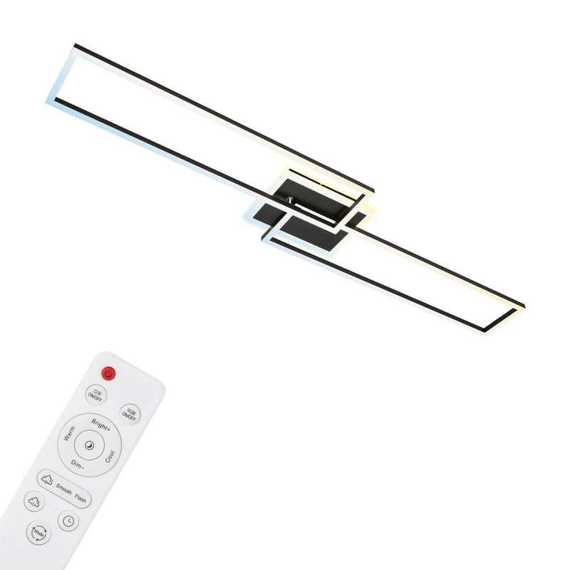 Plafonieră LED Smart Home BRILONER, compatibilă cu Alexa, cu telecomandă, iluminat pentru sufragerie și dormitor, 110x24,8x7,8 cm, negru