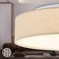 Plafonieră LED BRILONER cu abajur textil, lumină albă caldă, 38x10,5 cm, culoare bej, iluminat pentru living, dormitor, bucătărie 7