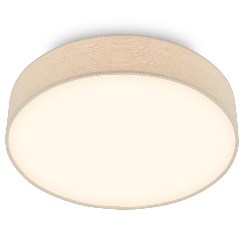 Plafonieră LED BRILONER cu abajur textil, lumină albă caldă, 38x10,5 cm, culoare bej, iluminat pentru living, dormitor, bucătărie