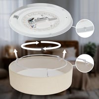 Plafonieră LED BRILONER cu abajur textil, lumină albă caldă, 38x10,5 cm, culoare bej, iluminat pentru living, dormitor, bucătărie 8
