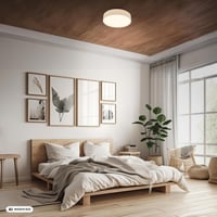 Plafonieră LED BRILONER cu abajur textil, lumină albă caldă, 38x10,5 cm, culoare bej, iluminat pentru living, dormitor, bucătărie 3