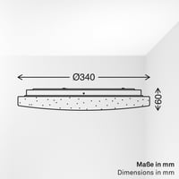 BRILONER LED stropna svjetiljka s daljinskim upravljačem, prigušiva, CCT, efekt zvjezdanog neba, 24W, 2600 lm, 34x6 cm, bijela, za dnevni boravak i spavaću sobu 10
