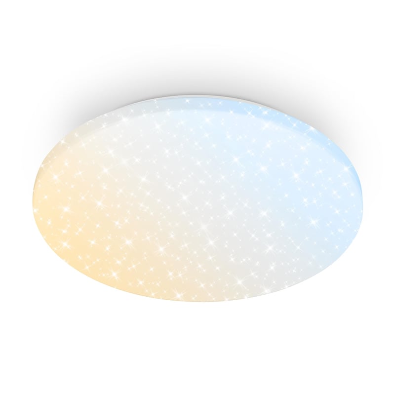 BRILONER LED stropna svjetiljka s daljinskim upravljačem, prigušiva, CCT, efekt zvjezdanog neba, 24W, 2600 lm, 34x6 cm, bijela, za dnevni boravak i spavaću sobu