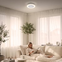 Stropný LED ventilátor Briloner so svetlom, diaľkovým ovládaním, tichým DC motorom s 5 rýchlosťami, nastaviteľným CCT svetlom, 38 cm, biely 8