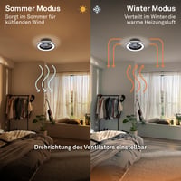 Stropný LED ventilátor BRILONER so svetlom, diaľkovým ovládaním, tichým DC motorom, 5 rýchlosťami, CCT, stmievateľný, 38 cm, čierny 5
