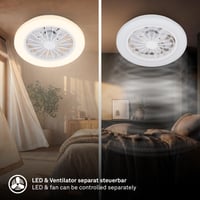 Stropný LED ventilátor Briloner so svetlom, diaľkovým ovládaním, tichým DC motorom s 5 rýchlosťami, nastaviteľným CCT svetlom, 38 cm, biely 9