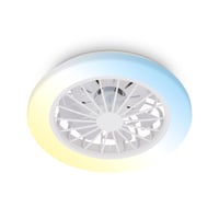 Stropný LED ventilátor Briloner so svetlom, diaľkovým ovládaním, tichým DC motorom s 5 rýchlosťami, nastaviteľným CCT svetlom, 38 cm, biely 1