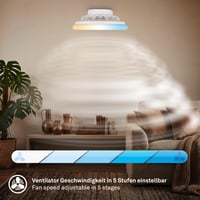 Stropný LED ventilátor Briloner so svetlom, diaľkovým ovládaním, tichým DC motorom s 5 rýchlosťami, nastaviteľným CCT svetlom, 38 cm, biely 7