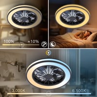 Stropný LED ventilátor BRILONER so svetlom, diaľkovým ovládaním, tichým DC motorom, 5 rýchlosťami, CCT, stmievateľný, 38 cm, čierny 4