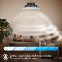 Stropný LED ventilátor BRILONER so svetlom, diaľkovým ovládaním, tichým DC motorom, 5 rýchlosťami, CCT, stmievateľný, 38 cm, čierny 6