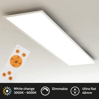 Stropný LED panel BRILONER 36 W 3800 lm stmievateľný, nastaviteľná teplota chromatickosti, s diaľkovým ovládaním, biely, 1,20 m 2