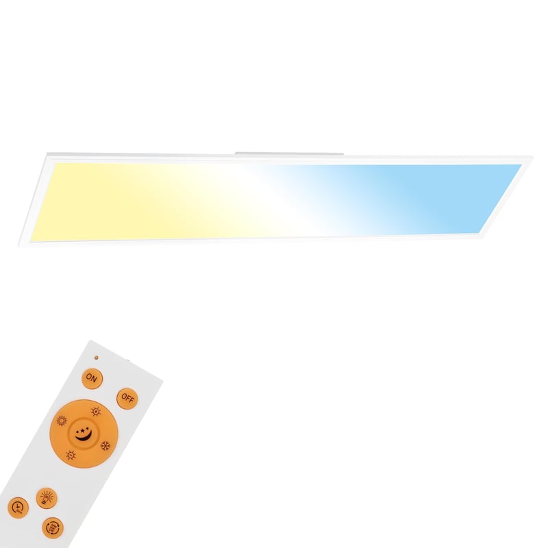 Stropný LED panel BRILONER 36 W 3800 lm stmievateľný, nastaviteľná teplota chromatickosti, s diaľkovým ovládaním, biely, 1,20 m