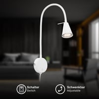 Lampă de pat cu LED Briloner Leuchten 2082-016 cu braț flexibil, întrerupător pornit/oprit, 4,7W, 400 lumeni, 3000K, alb, metal 2