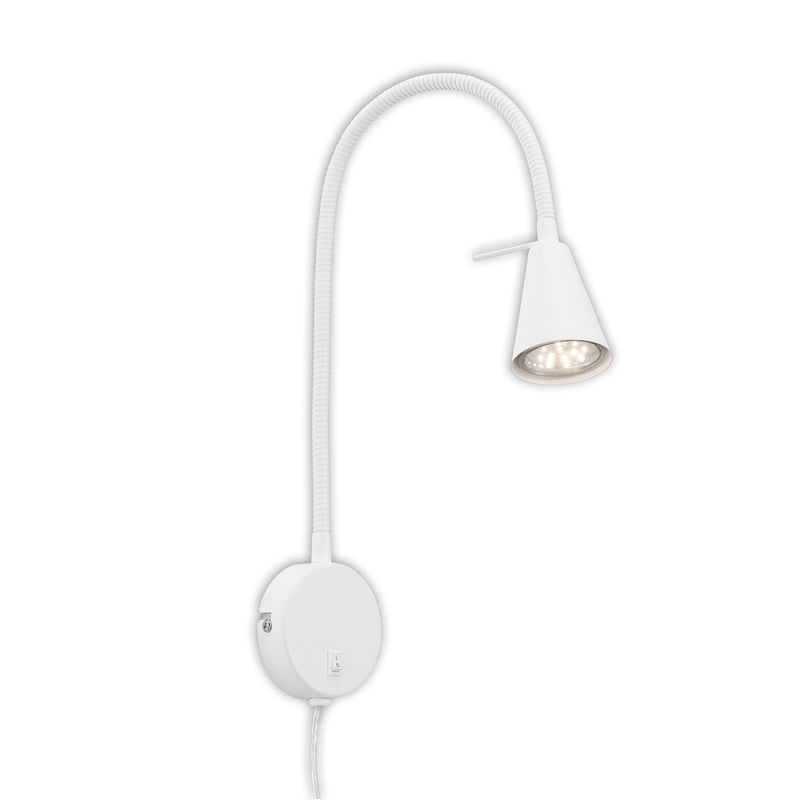 Lampă de pat cu LED Briloner Leuchten 2082-016 cu braț flexibil, întrerupător pornit/oprit, 4,7W, 400 lumeni, 3000K, alb, metal