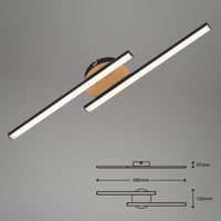 LED stropné svietidlo Briloner Leuchten, 2 žiarovky, 12 W, 960 lúmenov, 3000 K, drevo-čierna, 560x120x37 mm 5