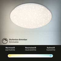 Stropné LED svietidlo Briloner Leuchten s diaľkovým ovládaním, stmievateľné, nastaviteľná teplota farby, 2200 lúmenov, 18 W, priemer 39 cm, biele 6