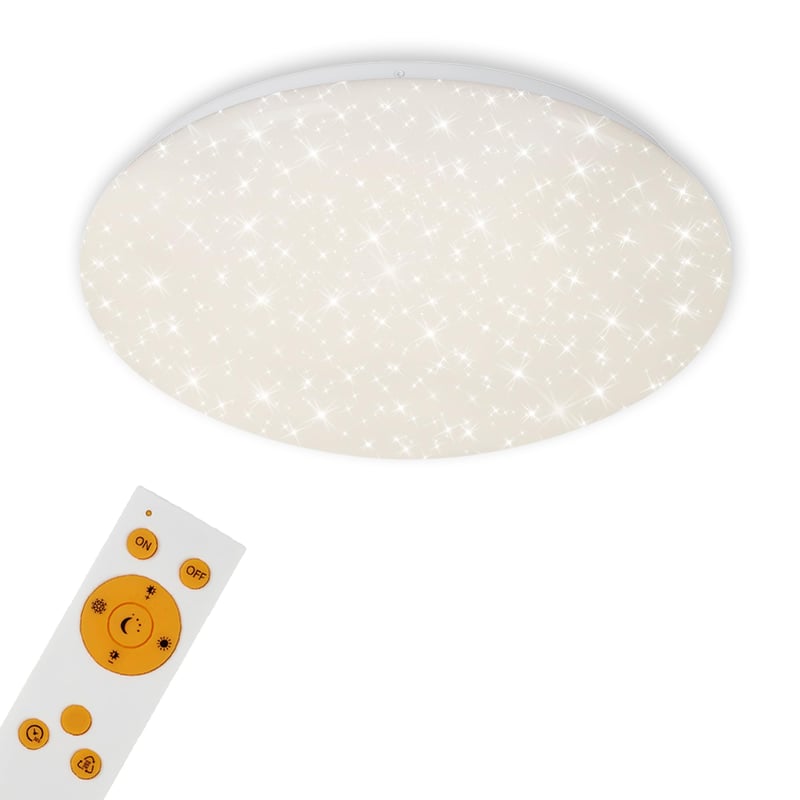 Stropné LED svietidlo Briloner Leuchten s diaľkovým ovládaním, stmievateľné, nastaviteľná teplota farby, 2200 lúmenov, 18 W, priemer 39 cm, biele
