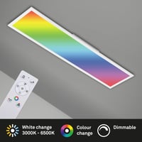 Stropné LED svietidlo Briloner Leuchten Ultra-Slim RGB CCT, obdĺžnikové (119,5 x 29,5 cm), biele, nastaviteľná teplota farieb (300 2