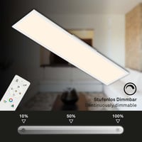 Stropné LED svietidlo Briloner Leuchten Ultra-Slim RGB CCT, obdĺžnikové (119,5 x 29,5 cm), biele, nastaviteľná teplota farieb (300 5