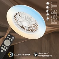 Stropný ventilátor so svietidlom BRILONER CCT, 5 rýchlostí, diaľkové ovládanie, stmievač, časovač, biely 48,5x14,5 cm 2
