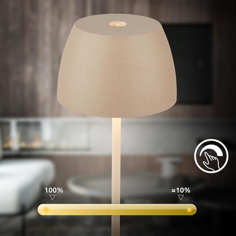 BRILONER Mini LED Asztali Lámpa Érintésvezérelt Dimmer USB-C Akkumulátor Bézs - 20 cm, Beige