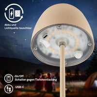 BRILONER Mini LED Asztali Lámpa Érintésvezérelt Dimmer USB-C Akkumulátor Bézs - 20 cm, Beige 6