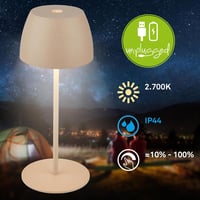BRILONER Mini LED Asztali Lámpa Érintésvezérelt Dimmer USB-C Akkumulátor Bézs - 20 cm, Beige 2
