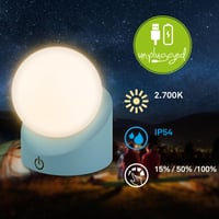 BRILONER Mini LED stolná lampa bezkáblová IP54 s dotykovým ovládaním, plynulo stmievateľná, vymeniteľná batéria, guľový tvar, vonkajšia, 10x8 7