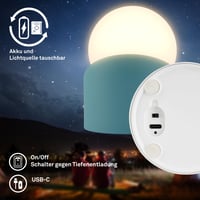 BRILONER Mini LED stolná lampa bezkáblová IP54 s dotykovým ovládaním, plynulo stmievateľná, vymeniteľná batéria, guľový tvar, vonkajšia, 10x8 2