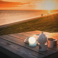 BRILONER Mini LED stolná lampa bezkáblová IP54 s dotykovým ovládaním, plynulo stmievateľná, vymeniteľná batéria, guľový tvar, vonkajšia, 10x8 3