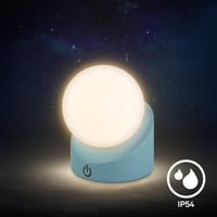 BRILONER Mini LED stolná lampa bezkáblová IP54 s dotykovým ovládaním, plynulo stmievateľná, vymeniteľná batéria, guľový tvar, vonkajšia, 10x8 6